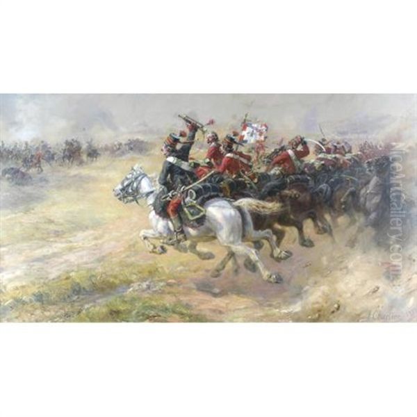 The Charge Of The Hussars Oil Painting by Henri-Georges-Jacques Chartier