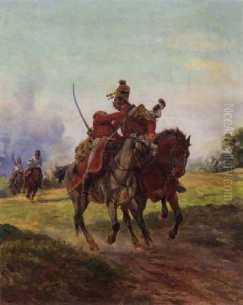 Rescued From The Skirmish Oil Painting by Henri-Georges-Jacques Chartier