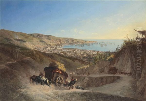 View Of Valparaiso Oil Painting by Ernesto Charton