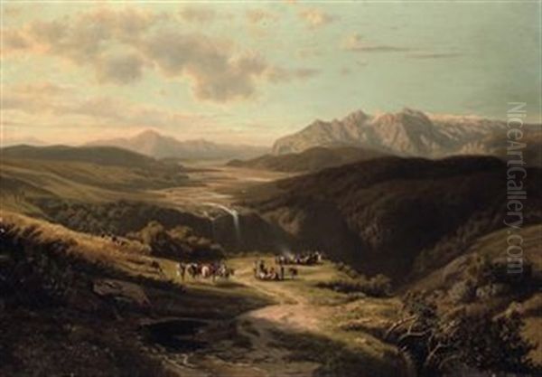 Valley In The Andes Oil Painting by Ernesto Charton