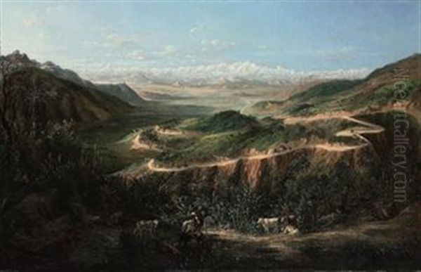 The Road From Valparaiso To Santiago Oil Painting by Ernesto Charton