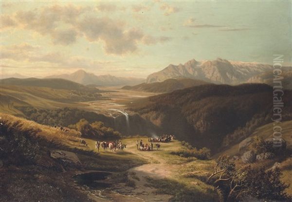 Valley In The Andes Oil Painting by Ernesto Charton