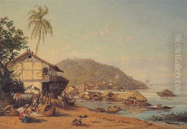 Puerto De Guayaquil Oil Painting by Ernesto Charton