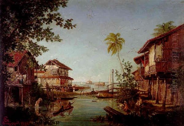 Paisaje De Guayaquil Oil Painting by Ernesto Charton