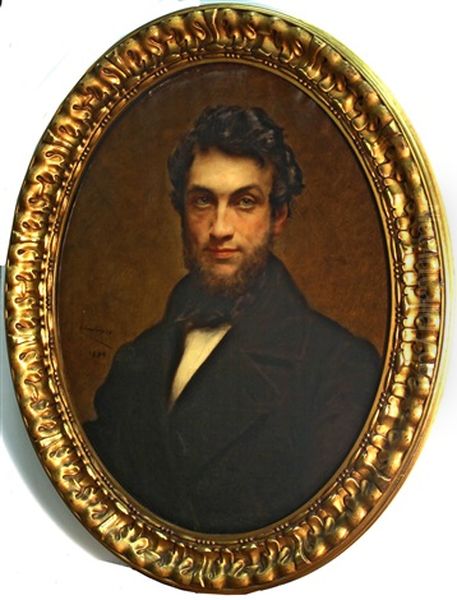 A Portrait Of A Man, Quarter-length, Wearing A Black Jacket Oil Painting by Theobald Chartran