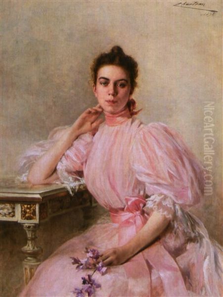 Portrait Of Elizabeth Alvina Hyde Oil Painting by Theobald Chartran