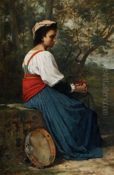 Aurelia De Campagna Assise De Profil Oil Painting by Theobald Chartran