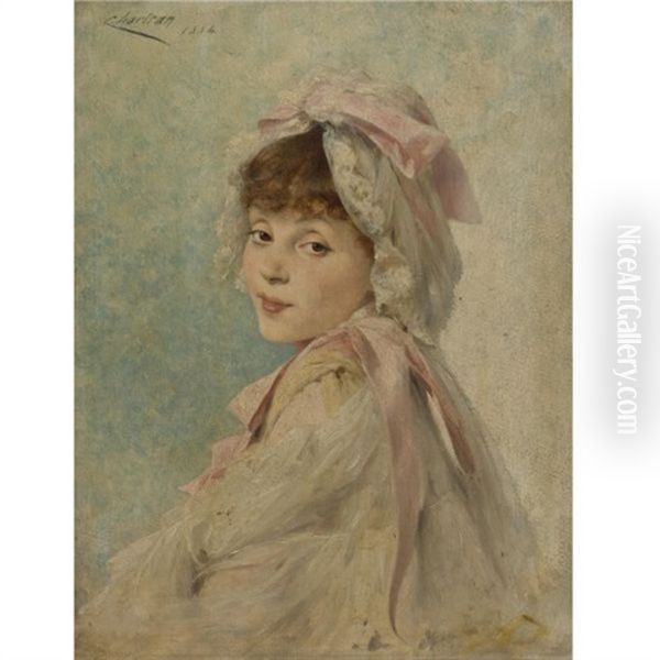 Portrait Of Gabrielle Rejane As A Young Actress Oil Painting by Theobald Chartran