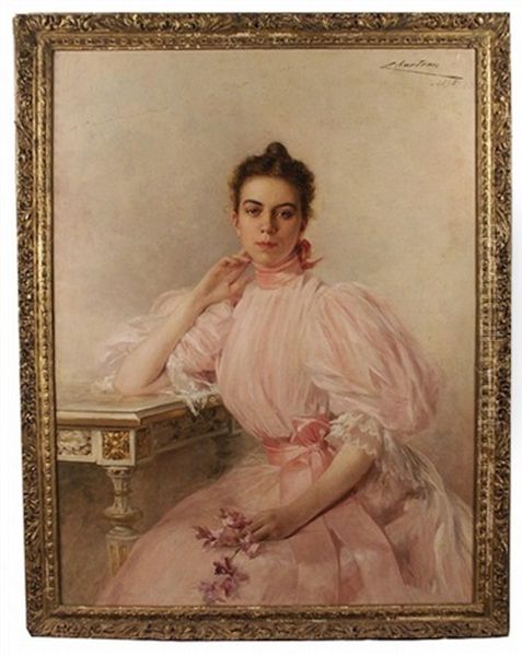 Portrait Of Elizabeth Alvina Hyde Oil Painting by Theobald Chartran