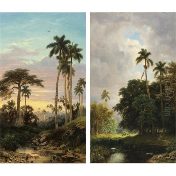 Cuban Landscapes (2 Works) Oil Painting by Esteban Chartrand