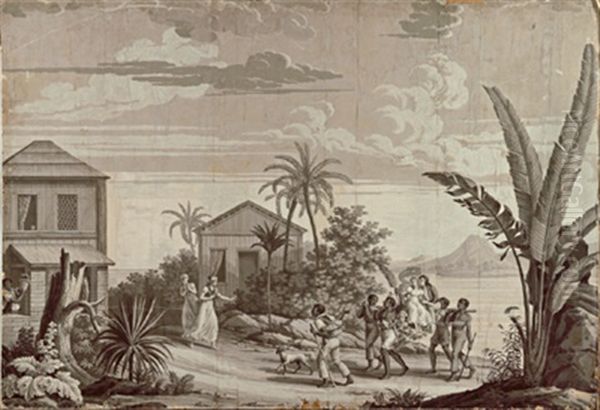 Die Liebenden Paul Und Virginie Auf Der Insel Mauritius Oil Painting by Jean Gabriel Charvet