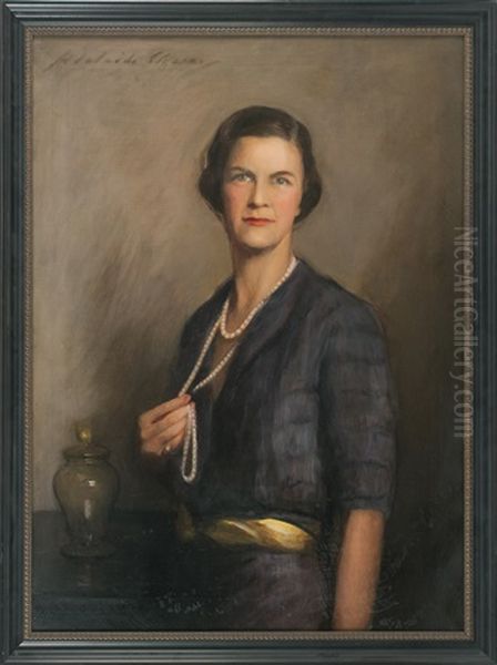 Portrait Of A Lady With Pearls Oil Painting by Adelaide Cole Chase