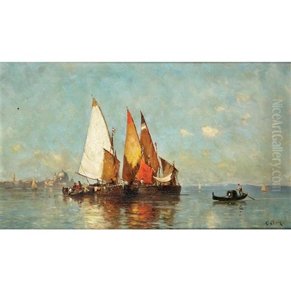 Venetian Lagoon Oil Painting by Henry Chase