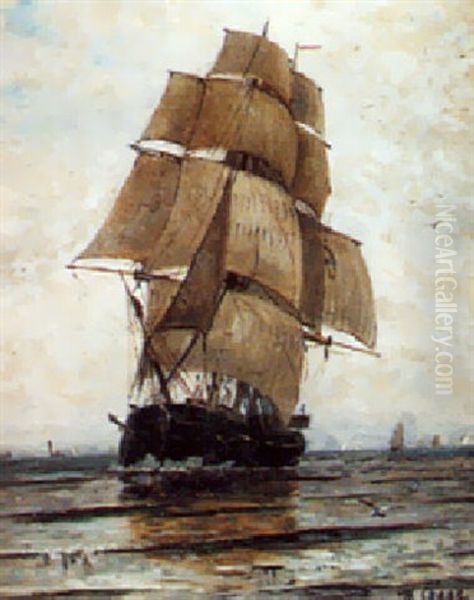 Ship At Full Sail Oil Painting by Henry Chase