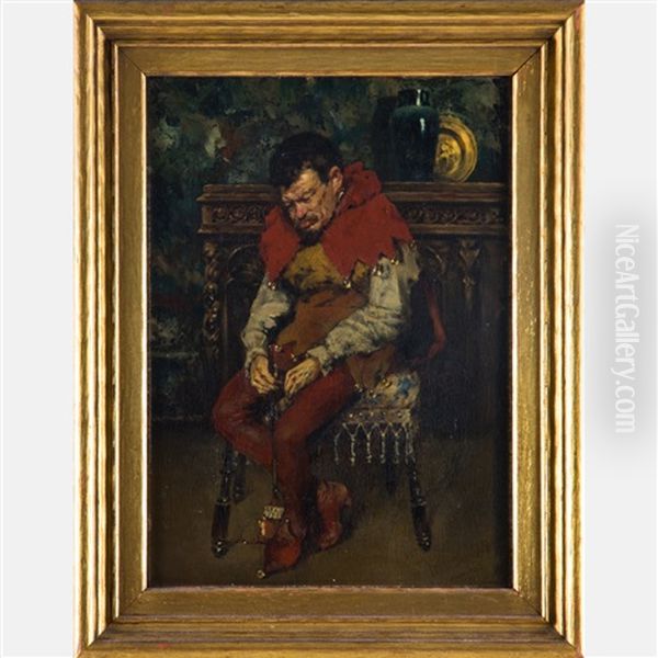 Jester Resting On A Chair Oil Painting by William Merritt Chase