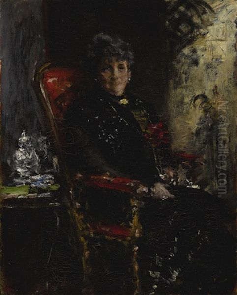 Lady At The Window (portrait Study Of Mme E. H. Bensel) Oil Painting by William Merritt Chase