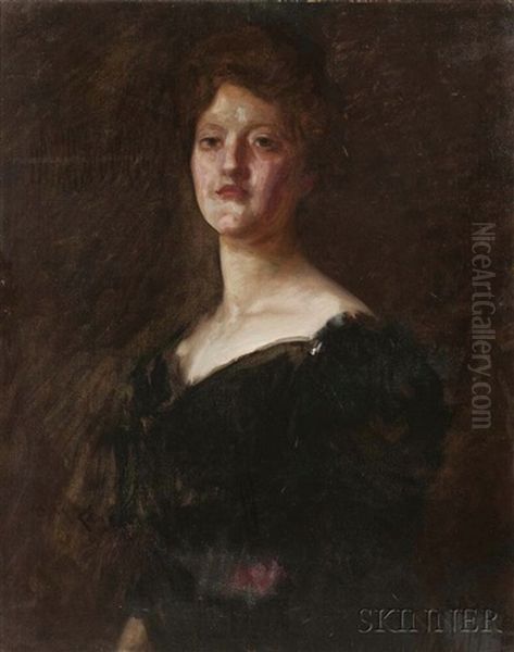 Lady In Black (lilian Westcott Hale) Oil Painting by William Merritt Chase