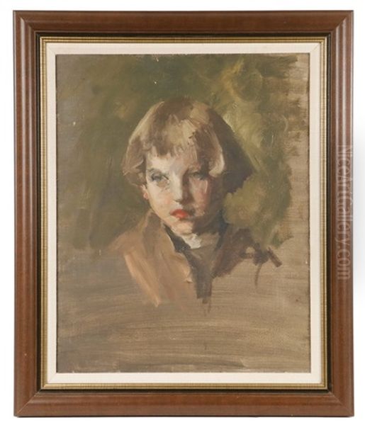 Portrait Of A Young Blonde Boy Oil Painting by William Merritt Chase