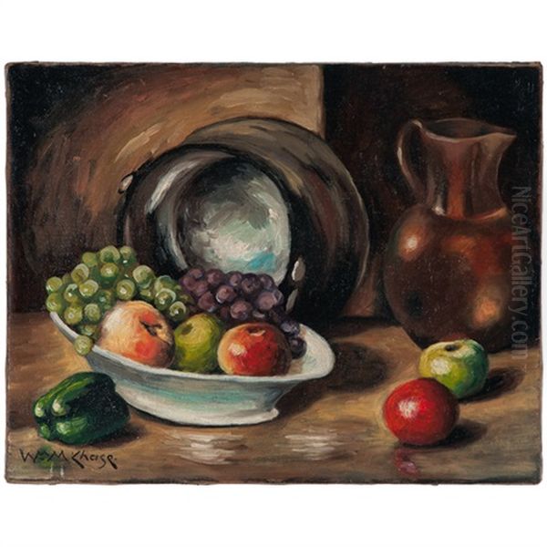 Still Life With Fruit And Pitcher Oil Painting by William Merritt Chase