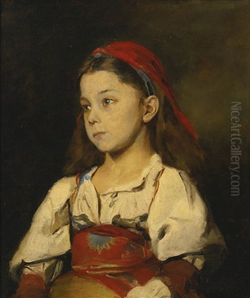 Normannisches Madchen (girl In The National Dress Of Normandy) Oil Painting by William Merritt Chase