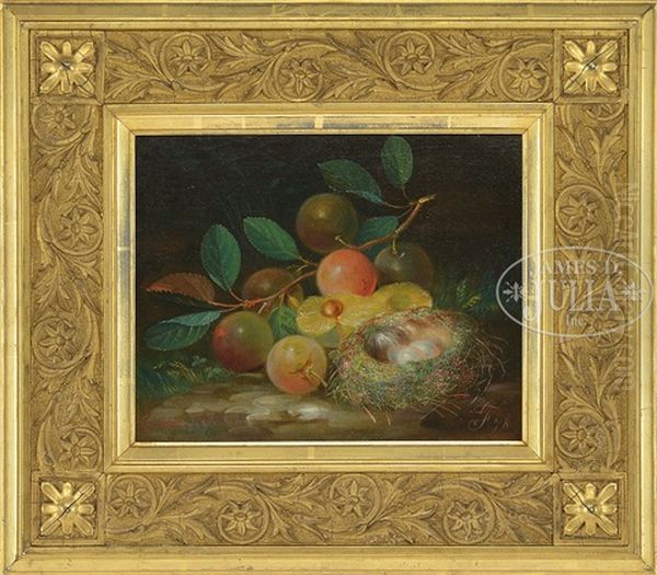 Still Life Of Fruit And Bird's Nest Oil Painting by William Merritt Chase