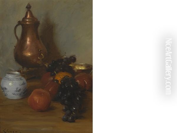 Still Life With Fruit & Copper Pot by William Merritt Chase