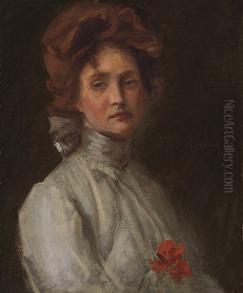 Untitled, Portrait Of A Young Woman Oil Painting by William Merritt Chase