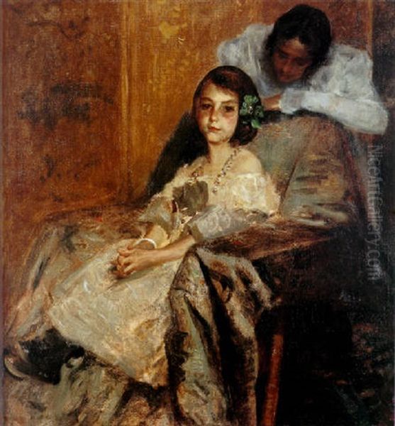 Dorothy And Her Sister Oil Painting by William Merritt Chase