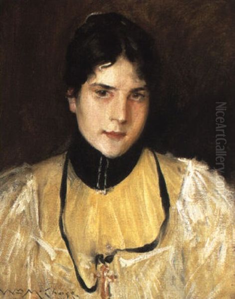 Portrait Of Alice (the Yellow Blouse) Oil Painting by William Merritt Chase