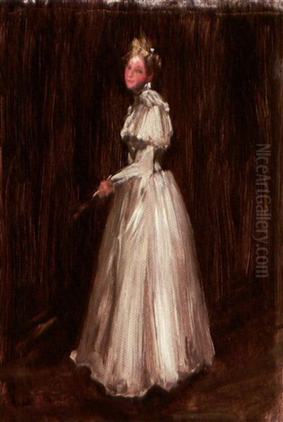 Sketch Of A Woman Holding A Fan Oil Painting by William Merritt Chase