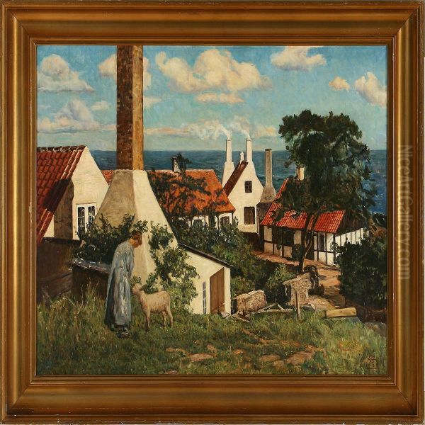 Scene Fromgudhjem On Bornholm Island, Denmark Oil Painting by Frederik Georg Andersen