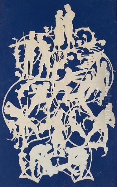 Untitled, Large Silhouette Depicting Soldiersequence Oil Painting by Hans Christian Andersen