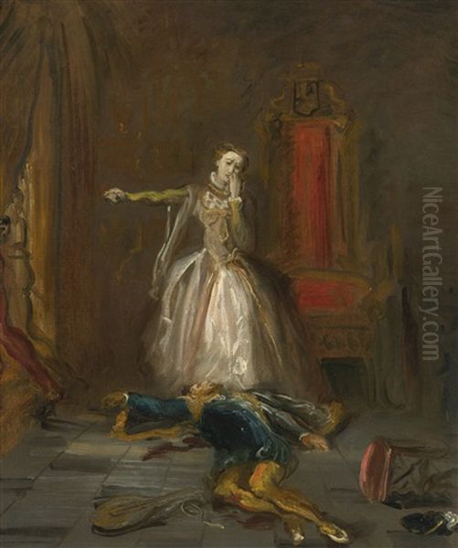 Mary Stuart Swearing Revenge Oil Painting by Theodore Chasseriau