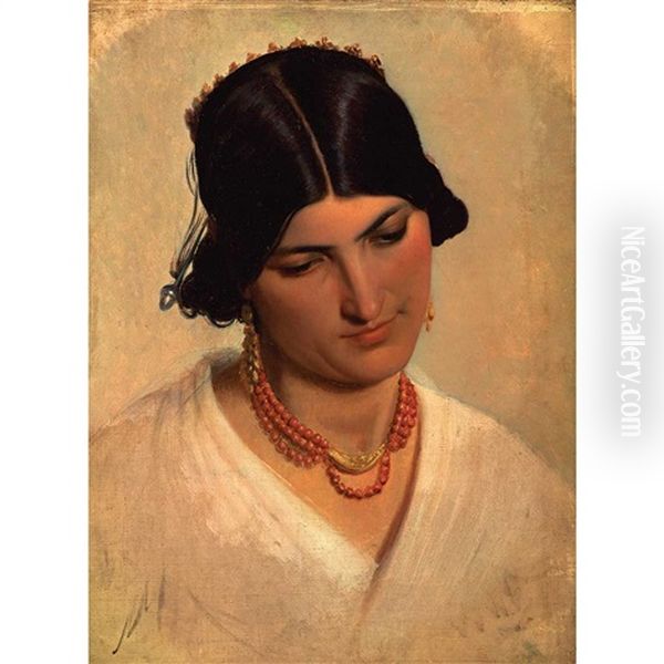 Portrait Of A Young Italian Oil Painting by Theodore Chasseriau