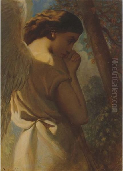 The Angel (study For The Angel In Christ In The Garden Of Olives) Oil Painting by Theodore Chasseriau