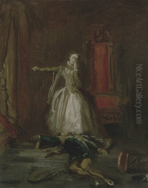 Mary Stuart Swearing Revenge Oil Painting by Theodore Chasseriau