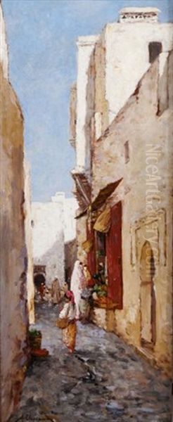 Rue Du Palmier (casbah D'alger) Oil Painting by Marc Alfred Chataud