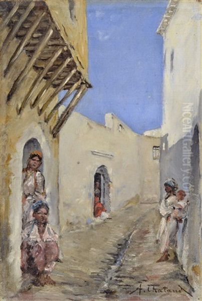 Femme Dans Une Rue En Orient Oil Painting by Marc Alfred Chataud