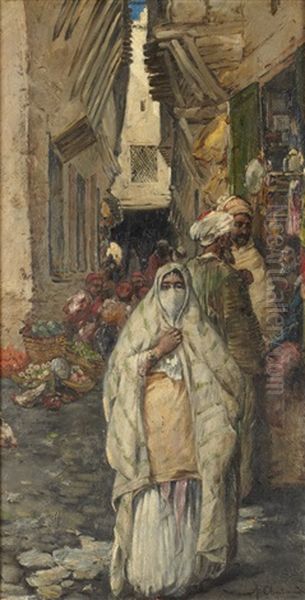 Dans Les Souks Oil Painting by Marc Alfred Chataud