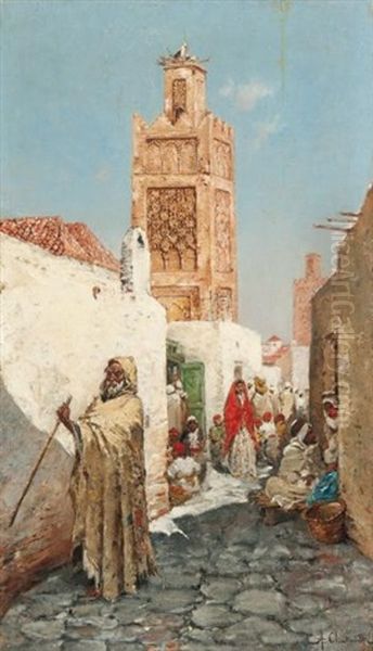 Scene De Rue, Maroc Oil Painting by Marc Alfred Chataud