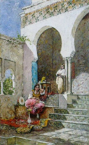 Les Belles Du Harem Oil Painting by Marc Alfred Chataud