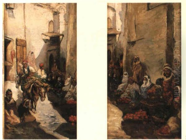 Ruelles De La Casbah D'alger Oil Painting by Marc Alfred Chataud