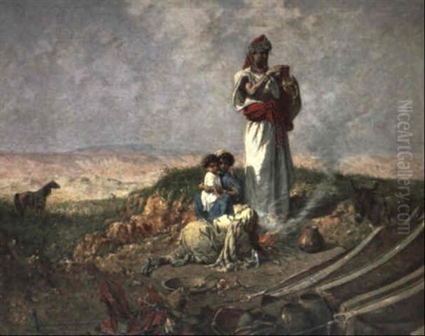 Campement Kabyle Dans Les Montagnes D'algerie Oil Painting by Marc Alfred Chataud