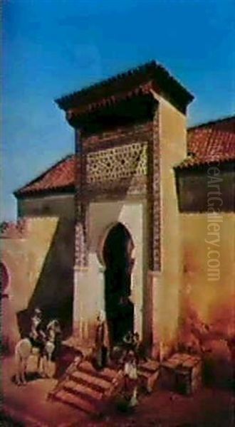 Entree De La Mosquee Oil Painting by Marc Alfred Chataud