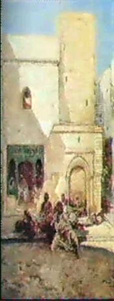 Fontaine Dans La Casbah D'alger Oil Painting by Marc Alfred Chataud