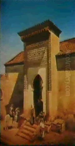 Entree De La Mosquee Oil Painting by Marc Alfred Chataud