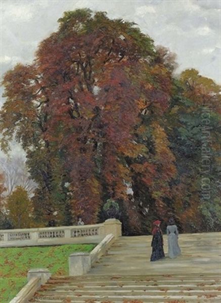 Parc De Saint-cloud Oil Painting by Alfred Joseph Chatelain