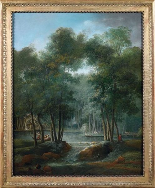 Vues De Parcs Dans L'ile De France (pair) Oil Painting by Claude Louis Chatelet