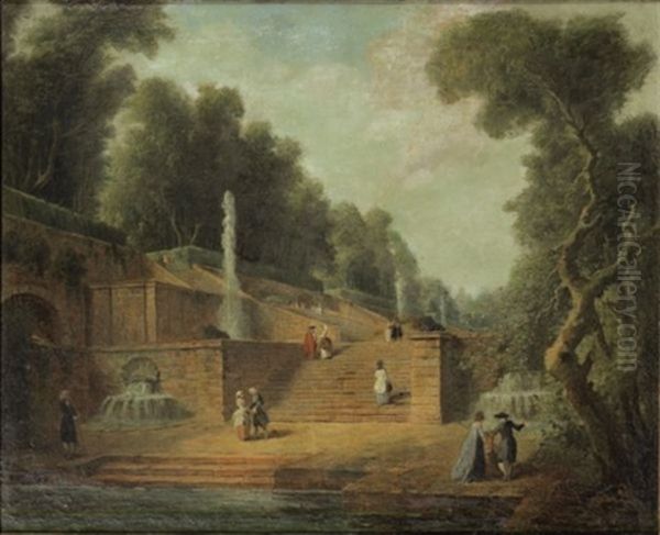 Promeneurs Dans Un Parc Oil Painting by Claude Louis Chatelet