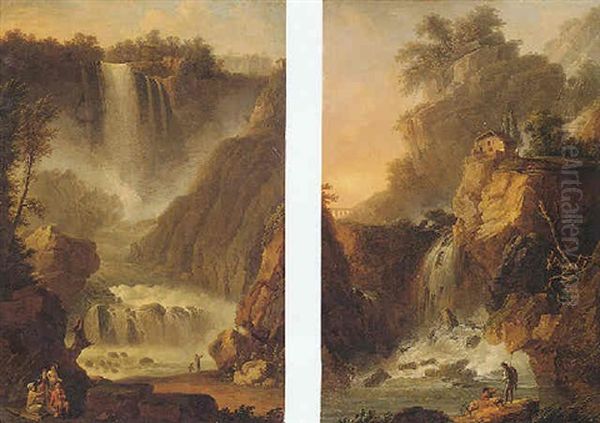 View Of The Large Cascade Oil Painting by Claude Louis Chatelet